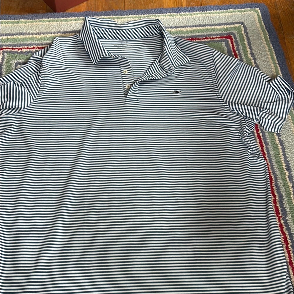 Vineyard Vines Men's Striped Polo Shirt - blue and White